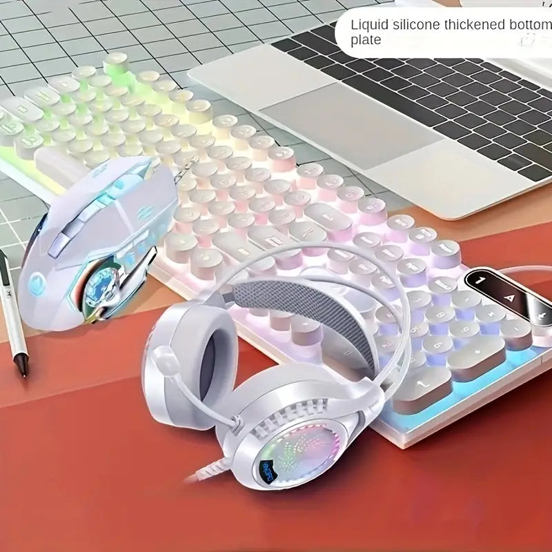 Ultimate Gaming and Office Keyboard and Mouse Set with Mechanical Touch and Headset - Wired