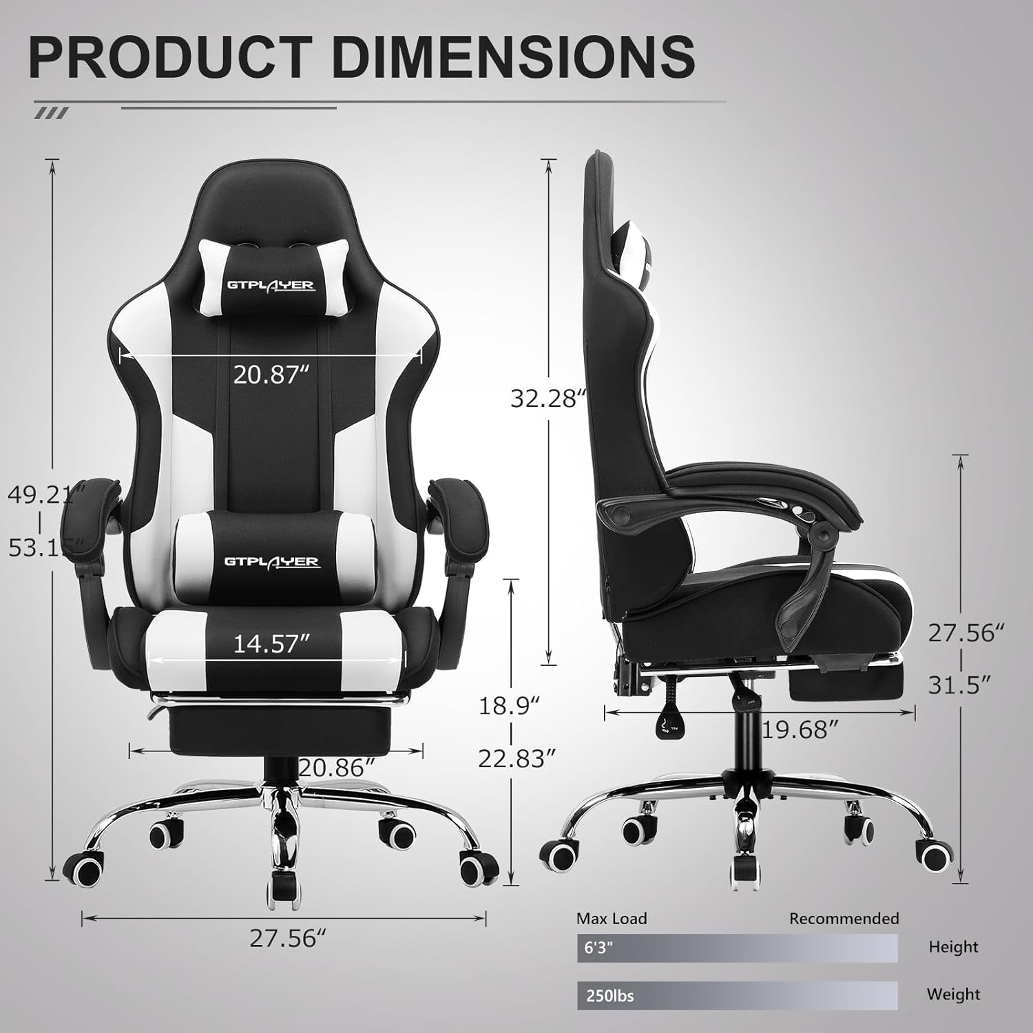 Ergonomic Gaming Chair With Footrest And Lumbar Support