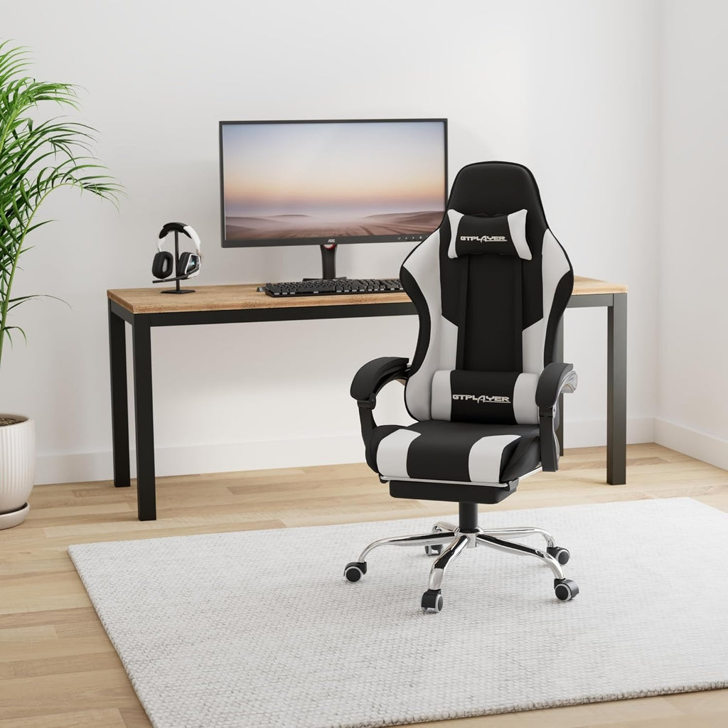 Ergonomic Gaming Chair With Footrest And Lumbar Support