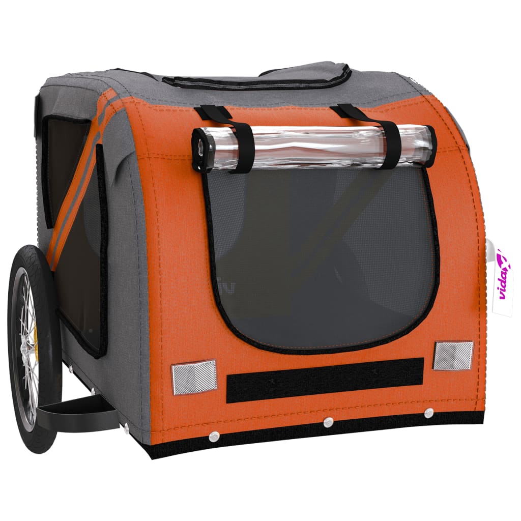 NNEVL Pet Bike Trailer Orange and Black Oxford Fabric&Iron