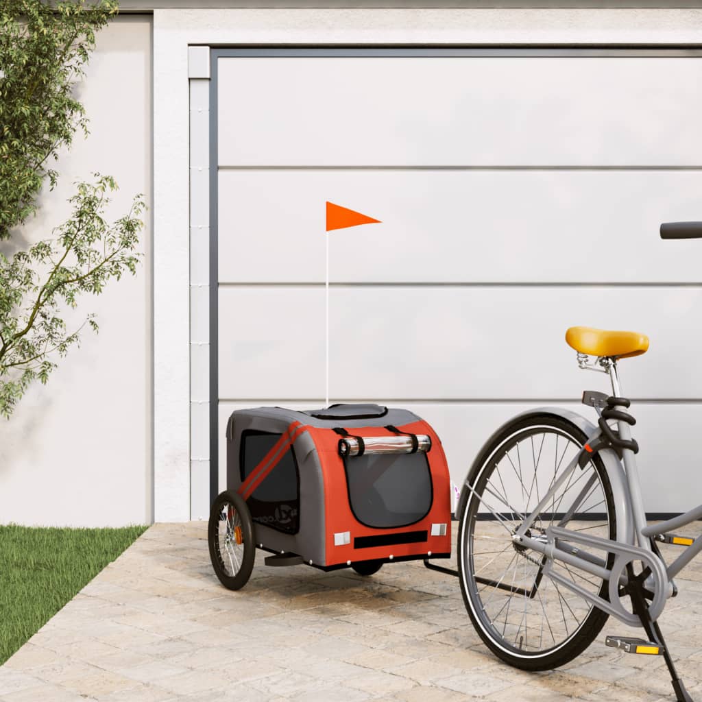 NNEVL Pet Bike Trailer Orange and Black Oxford Fabric&Iron