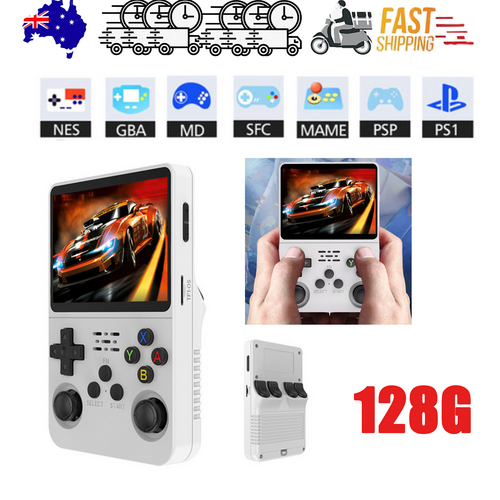 NNEDSZ White Portable  Retro Handheld Game Console 128GB 10000+ Games Retro Handheld Games