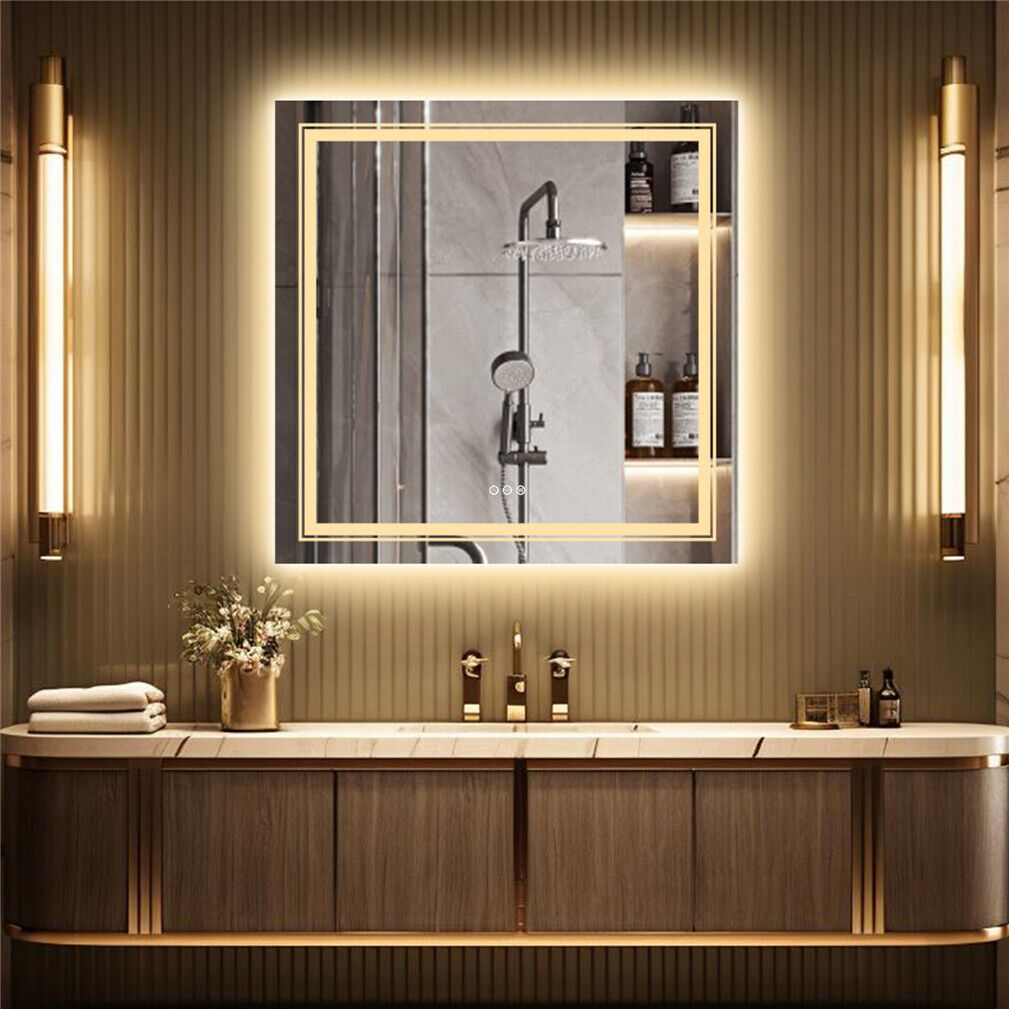 NNEDSZ Interior Ave - LED Square Frameless Salon / Bathroom Wall Mirror - 80 x 80cm