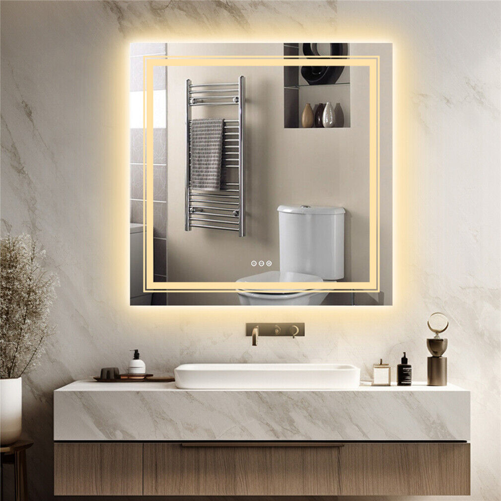 NNEDSZ Interior Ave - LED Square Frameless Salon / Bathroom Wall Mirror - 80 x 80cm