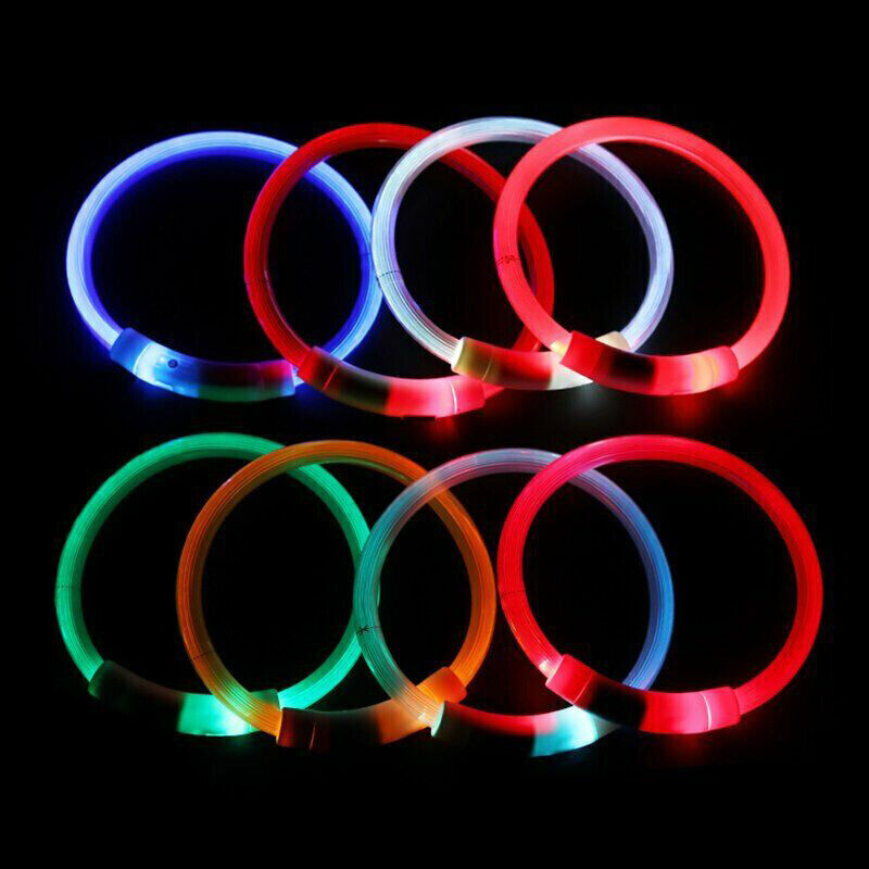 NNEDSZ Rechargeable Night LED Dog Collar USB Glow Flashing Light Up Pet Collars Safety-Red-Diameter Length-70cm