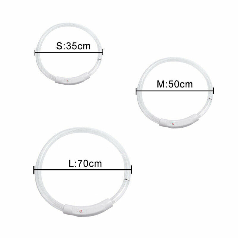 NNEDSZ Rechargeable Night LED Dog Collar USB Glow Flashing Light Up Pet Collars Safety-Red-Diameter Length-70cm