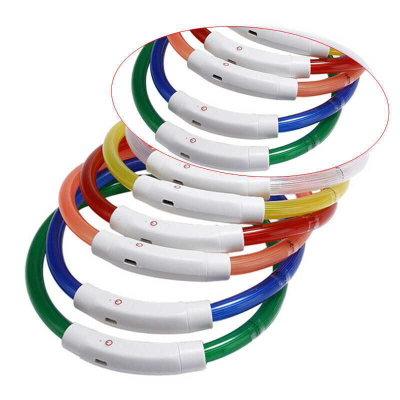 NNEDSZ Rechargeable Night LED Dog Collar USB Glow Flashing Light Up Pet Collars Safety-Red-Diameter Length-70cm