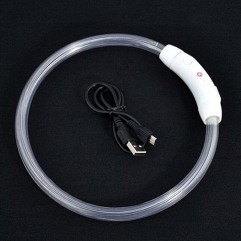 NNEDSZ Rechargeable Night LED Dog Collar USB Glow Flashing Light Up Pet Collars Safety-Red-Diameter Length-70cm