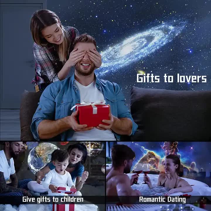 NNEDSZ High-Definition Focusable Starry Galaxy Projector Lamp - Creative Bedroom Mood Light with 13 Film Slides (White)