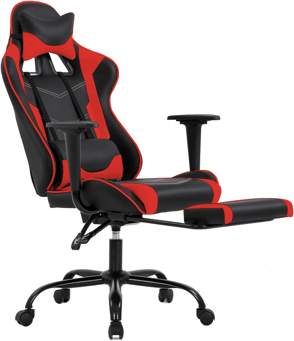 Ergonomic Gaming Chair With Footrest And Lumbar Support Red