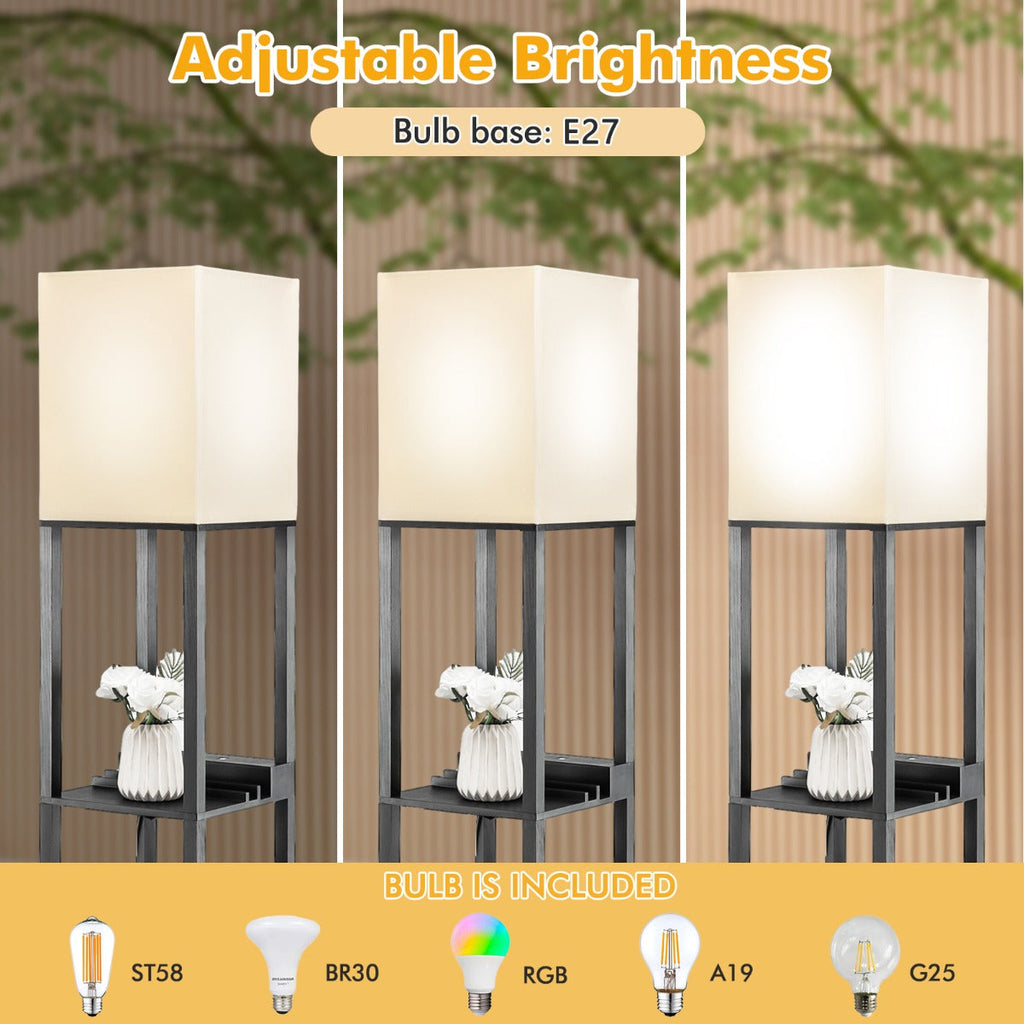 NNECW Modern Shelf Floor Lamp with 1 Drawer & 1 USB Port