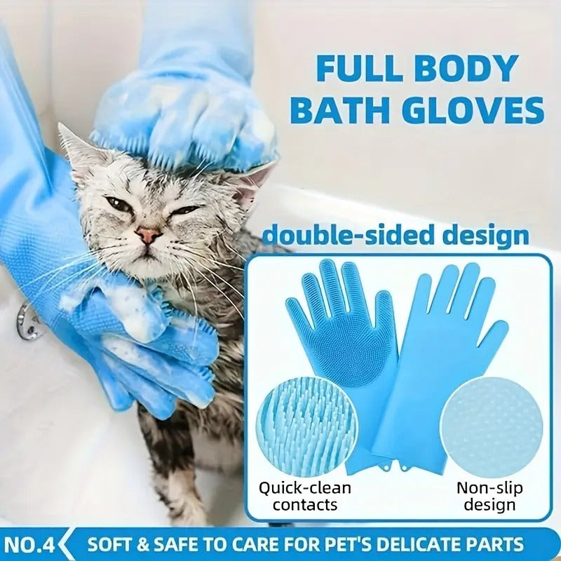 NNETM Dog Bath Brush Grooming Kit 6pcs with Gloves & Towel