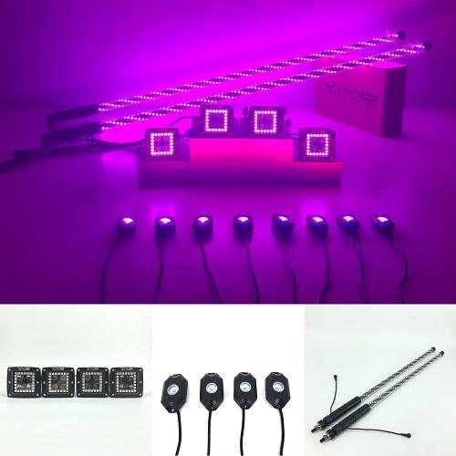 4 packs  3" 20W RGB led pods & 8 packs led rock light & 5ft rgb led spiral whip lights