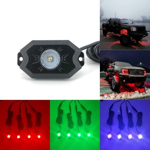 4 packs  3" 20W RGB led pods & 8 packs led rock light & 5ft rgb led spiral whip lights