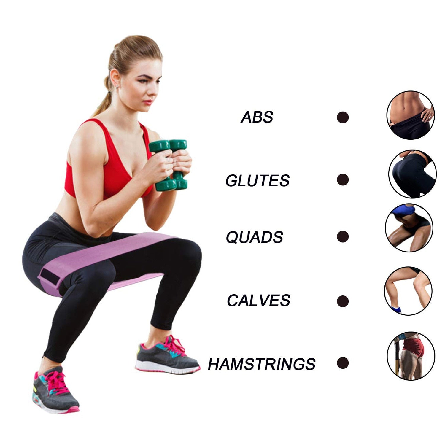 3PCS Unisex Resistance Bands Elastic Fabric Booty Bands Set Non-slip Circle Loop Workout Bands for Butt Legs Thigh Hip Trainer