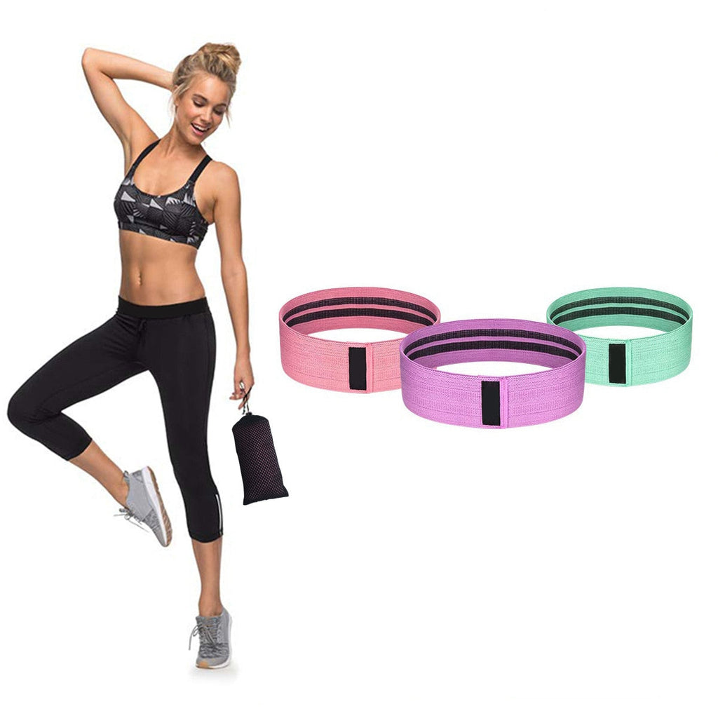 3PCS Unisex Resistance Bands Elastic Fabric Booty Bands Set Non-slip Circle Loop Workout Bands for Butt Legs Thigh Hip Trainer