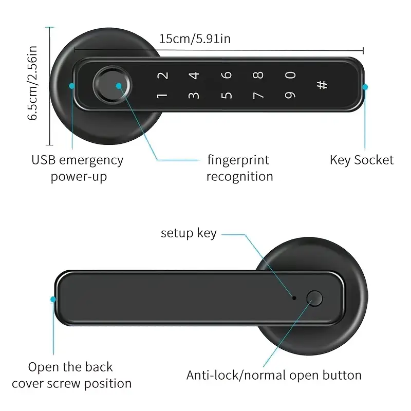 Smart Lock with Fingerprint, Code & App Control