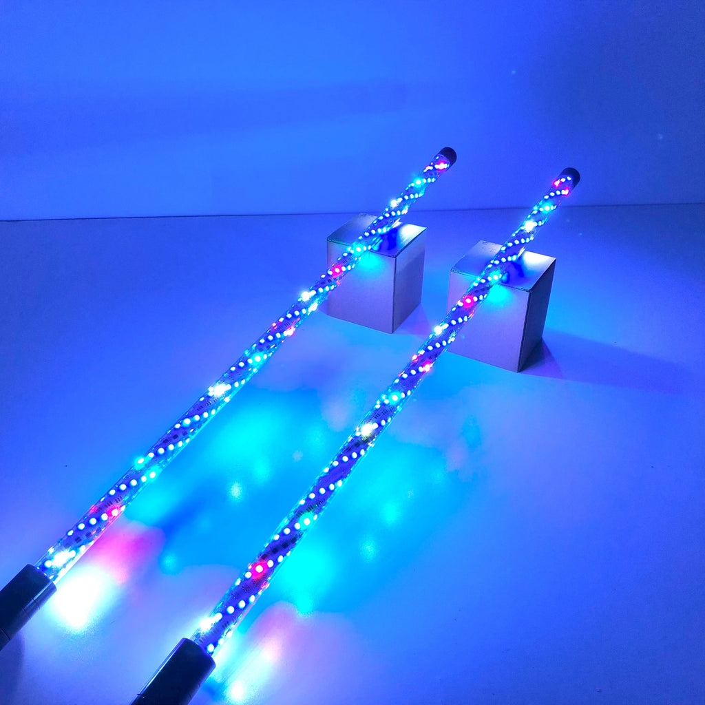 RGB Chasing Spiral LED Whip lights (2packs)
